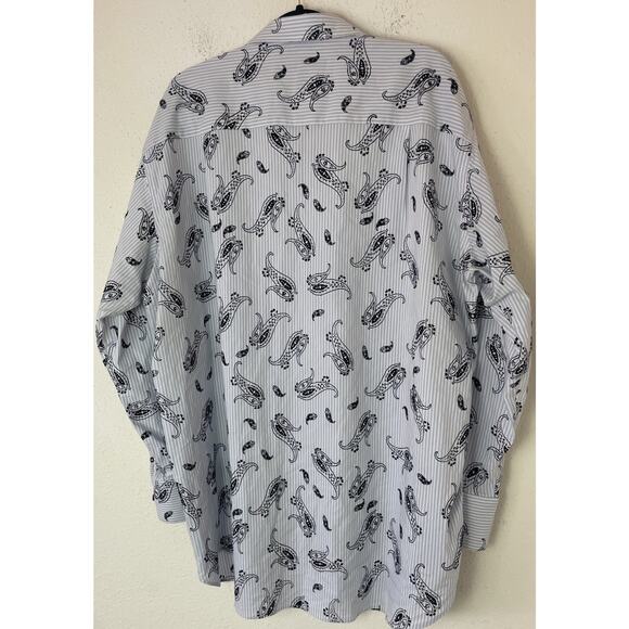 Visconti Black Shirt 2XLT Long Sleeve Button Down Light Blue Floral - Picture 5 of 10